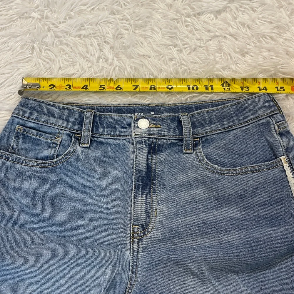 Old Navy HIGH RISE GIRLS SIZE 16 PLUS  Light Blue Jean Shorts with lace on sides